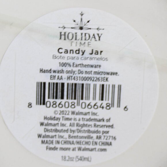 NWT Ceramic Elf Candy Cookie Jar Christmas Holiday Themed NWT 100% Earthenware - Picture 6 of 6